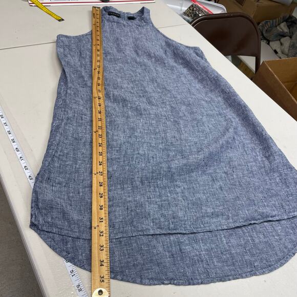 Tahari 100% Linen Chambray Halter Summer Dress Women's Size Medium Preppy - Picture 10 of 11